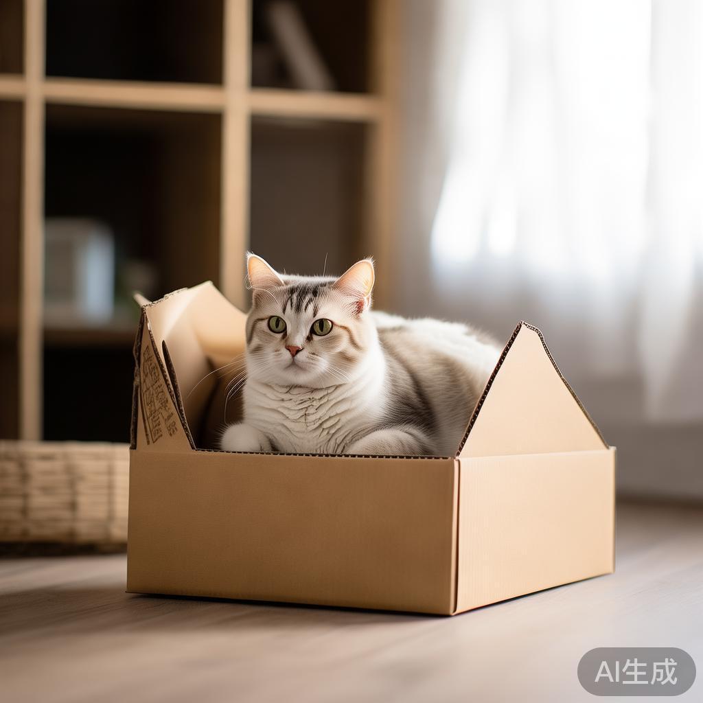 快递盒剪两刀改成猫窝，我家猫睡了三晚没出来